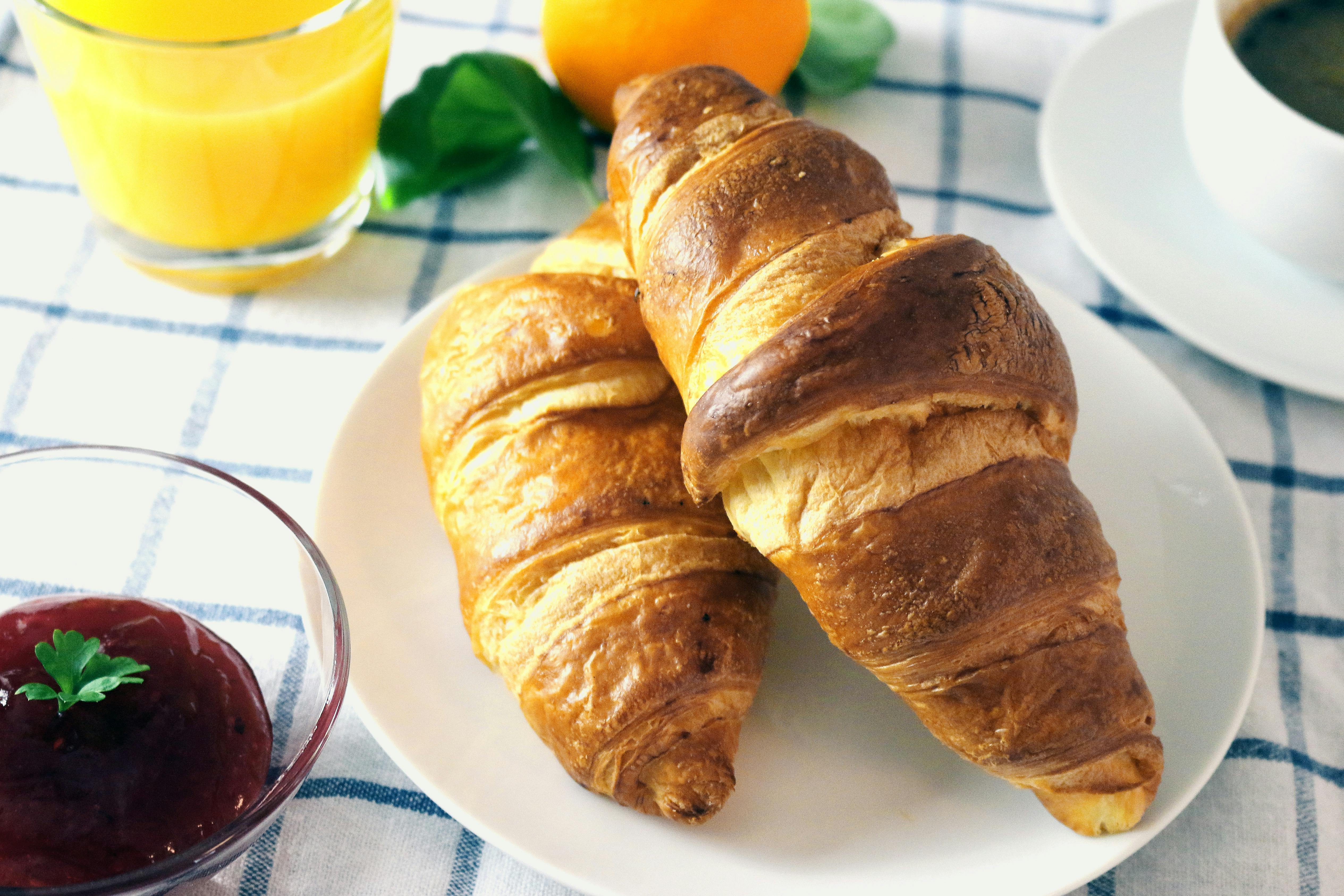 croissants and fruit juice