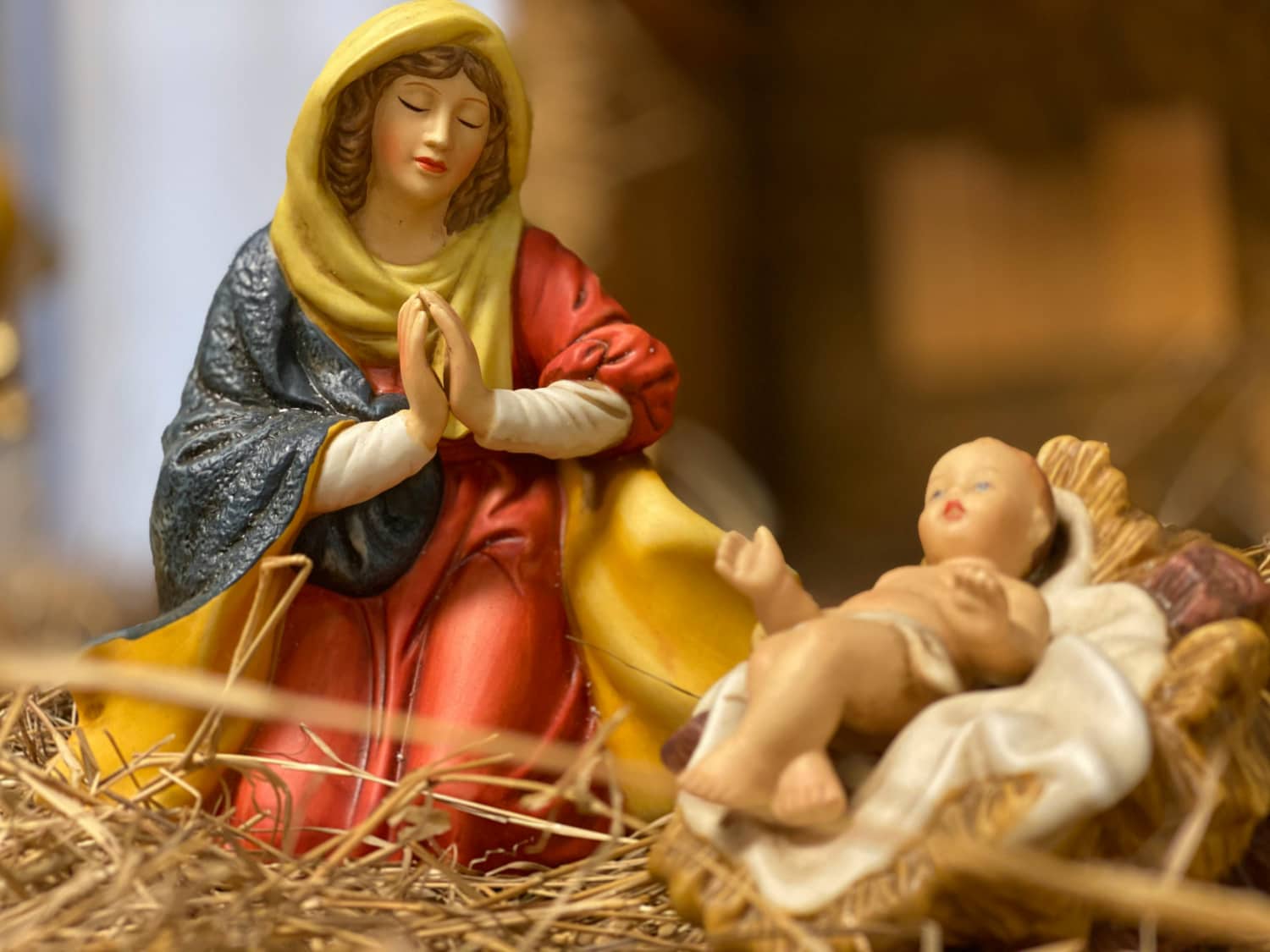 Nativity figures of Mary and Baby Jesus