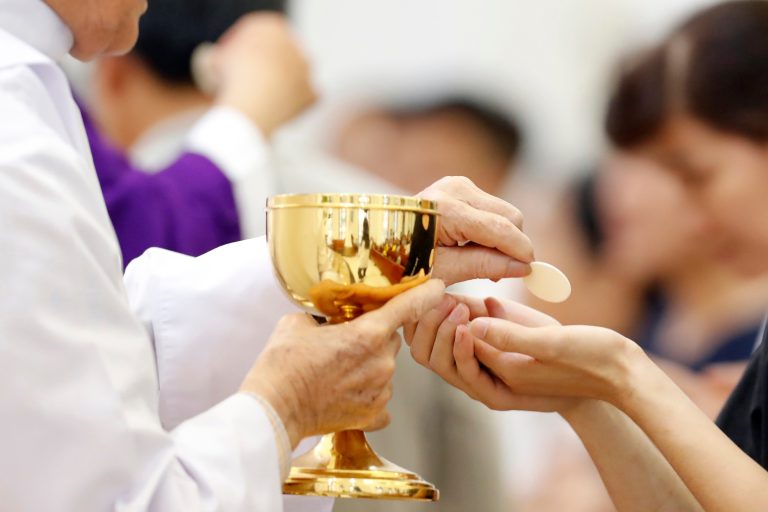 Communion bread and wine cup