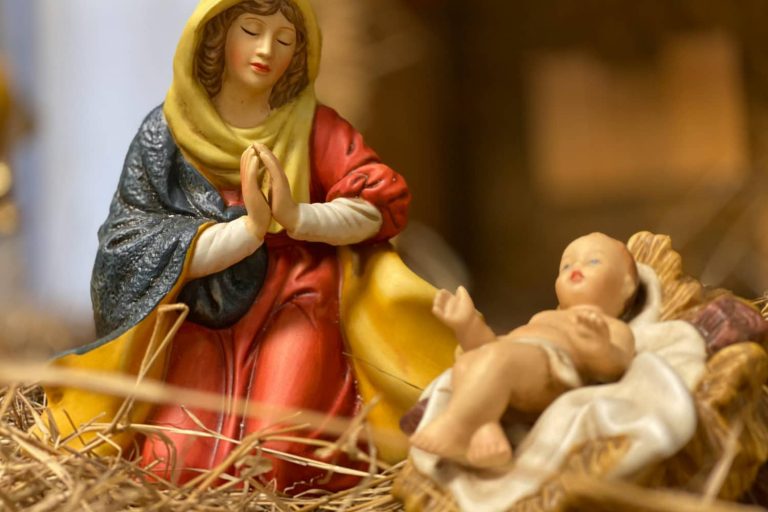 Nativity figures of Mary and Baby Jesus